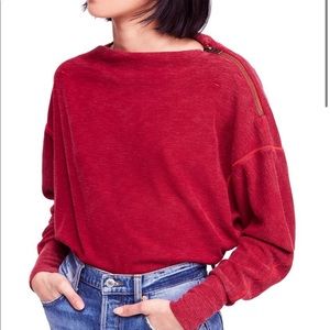 free people shoulder zip top